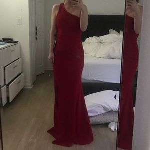 BRITTANY WINE RED ONE-SHOULDER MAXI DRESS LULUS